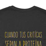 Women's Workout T-Shirt - "Críticas de Proteína" | Stylish & Motivational Activewear