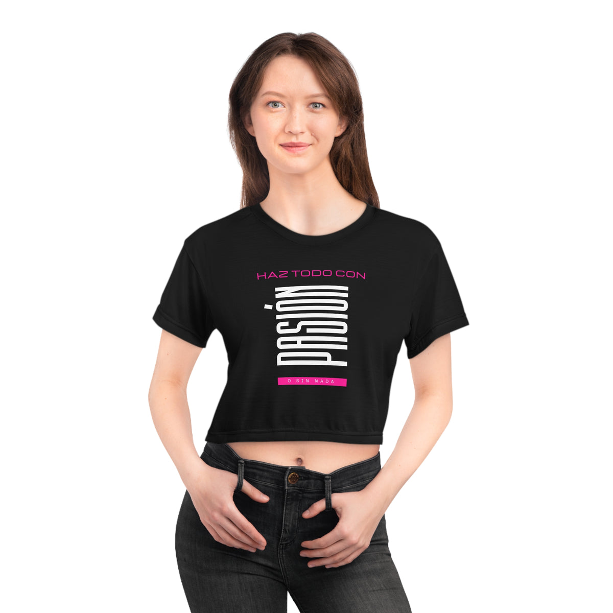 Women's Workout Crop Top - "Todo Con Pasión" | Stylish Hispanic & Latino Gym Apparel