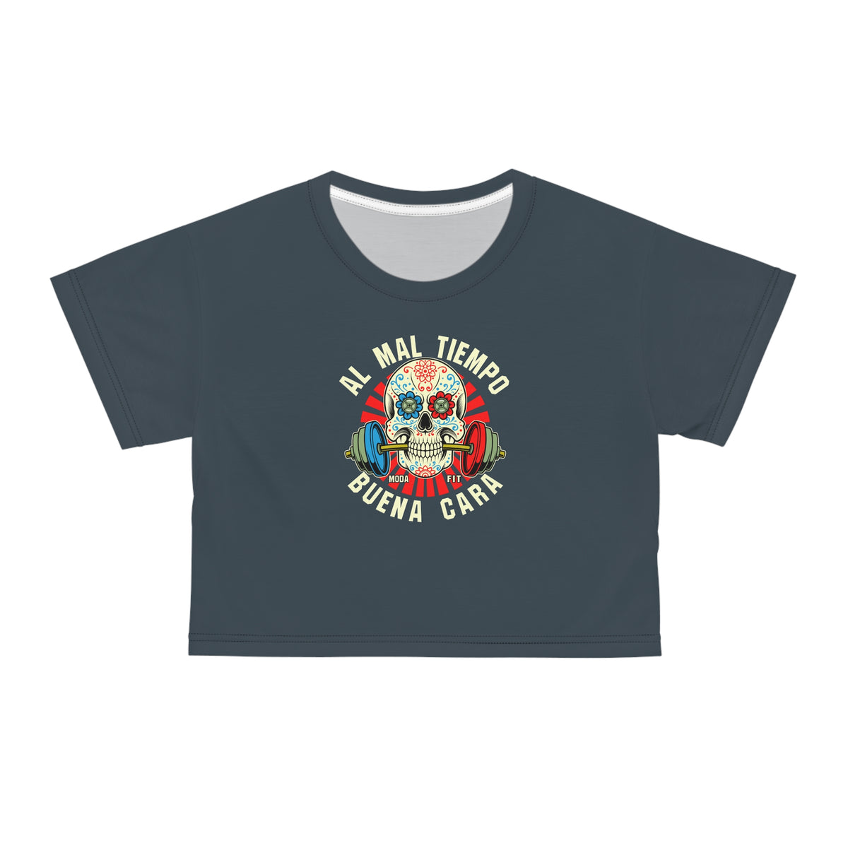 Camiseta Crop Top de Entrenamiento para Mujer - "A Mal Tiempo, Buena Cara" | Estilo y Motivación en Ropa Deportiva